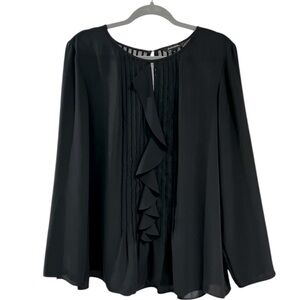 Banana Republic Black Pintuck Long Sleeve Blouse XL